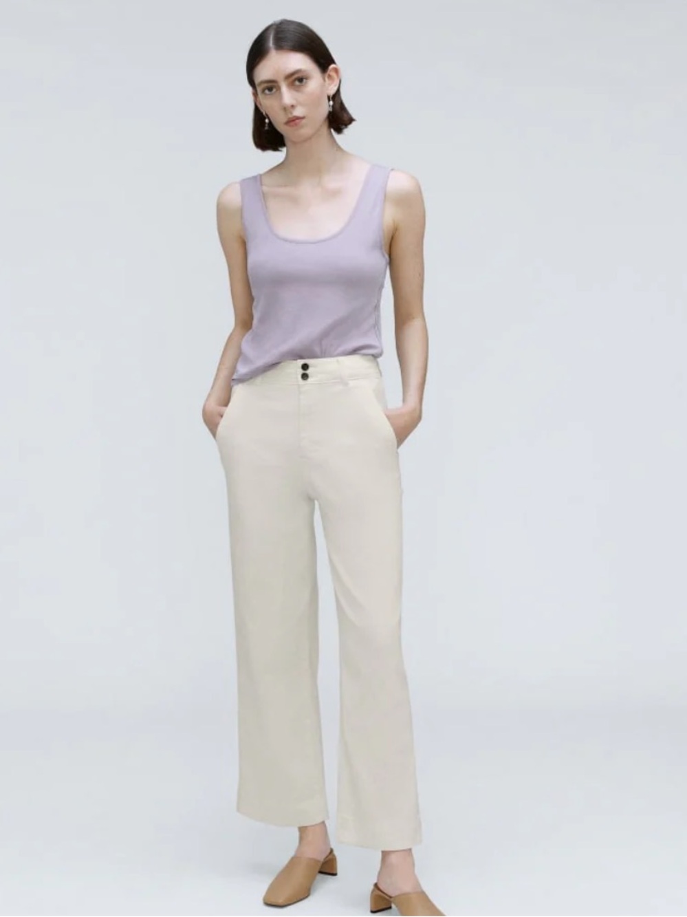 Everlane The Twill Wide-Leg Pant in Bone